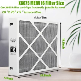 X6675 Air Filter 20x25x5 Merv 16 Healthy Climate Carbon Clean Air Filter Compatible with lennox X6675 and lennox HCC20-28,X6675 MERV16 Furnace Filter for lennox HCF20-16 HVAC System-1 Pack