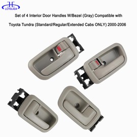 Lcyolada - Juego de 4 manijas de puerta interiores con bisel (gris), delantera y trasera, izquierda y lado derecho del pasajero compatible con Toyota Tundra 2000-2006 (solo cabinas