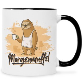 Bedruckte Tasse mit Spruch - Morgenmuffel - Lustige Geschenke - Geschenk für Mama Papa Freunde zum Geburtstag Valentinstag Weihnachten - für Männer & Frauen - für Sie & Ihn - Farbe: Schwarz & Weiß