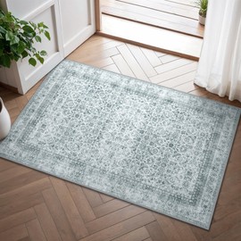 BEIMO 60X90CM Area Rugs for Bedroom,Vintage Boho Carpets for Living Room Non Slip Machine Washable Rug Short Low Pile Rug for Kitchen Dining, Hallway, Office-Grey