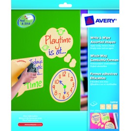 Avery Write & Wipe Erasable, Repositional, Reusable Sheets - Mixed Shape Pack - Quotes, Circles and Clouds (Yellow) 24916