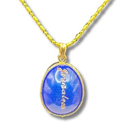 3 ARCHES USA Handcrafted Faberge-Style Egg Pendant Necklace - Gold Plated Crystal Jewelry with Messianic Sign & 20" Chain - Religious Keepsake Necklace for Women with Luxury Presentation Box