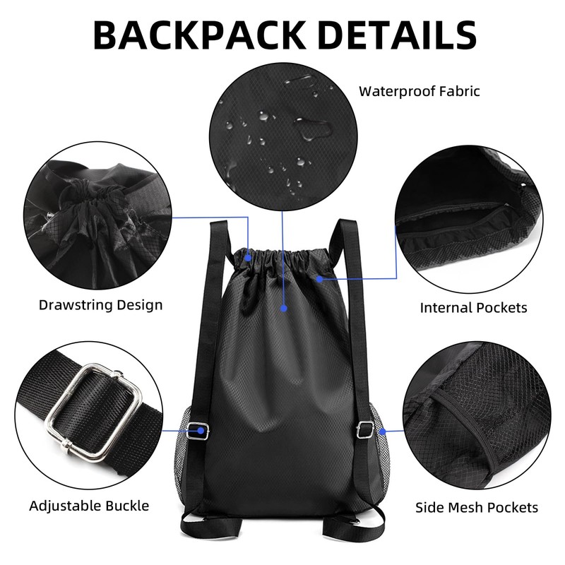 Vnezakl Drawstring Backpack Bags Bulk Water Resistant String Sport Gym