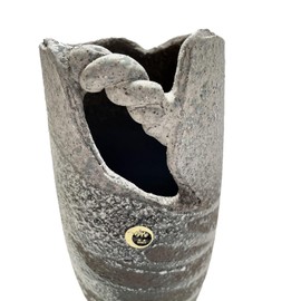 Shigaraki Pottery Japanese Flower Vase Kado Ikebana, Shallow Purple Ingenious Shape Hinerite W5.12 x H11.22 inches Made in Japan 1-2559