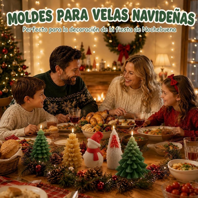 4PCS Moldes de Silicona para ARboles de Navidad,Molde para Velas