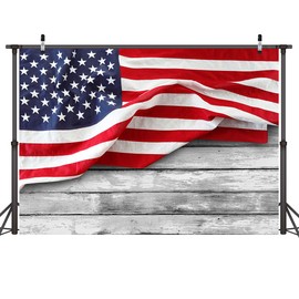 LYWYGG 7X5FT American Flag Backdrop 4th of July Backdrop USA Patriotic Independence Day Photography Background Veterans Memorial National Day Decoration Party Selfie Photo Booth Props CP-334