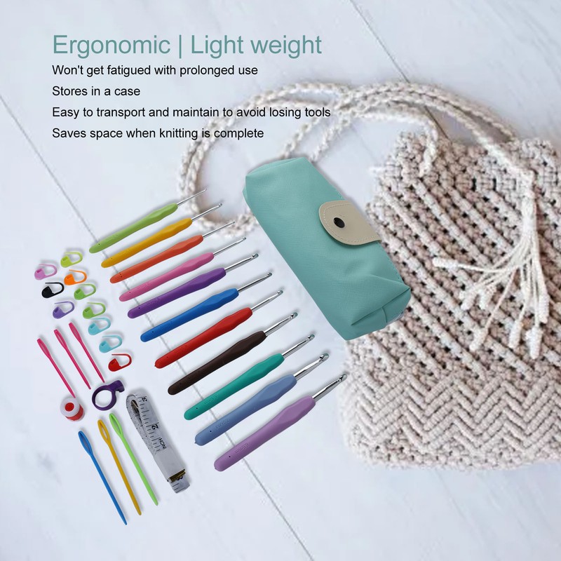 31 Piece Crochet Hooks Set Professional Ergonomic Crochet Hooks with