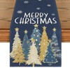 Artoid Mode Xmas Trees Snowflakes Blue Merry Christmas Table Runner,