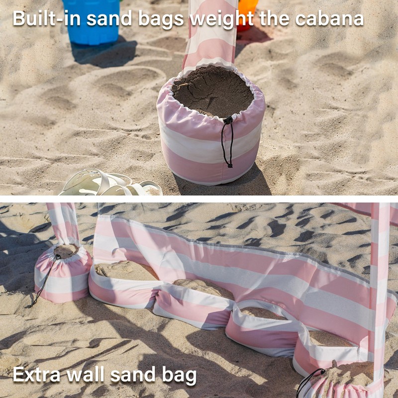 AMMSUN Beach Cabana, 6.2'×6.2' Beach Canopy, Easy Set up and