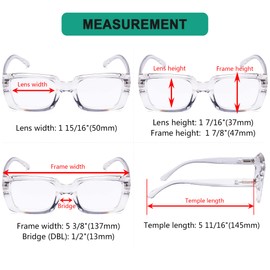 Eyekepper Pack of 4 Stylish Glasses for Women - Transparent Oversized Square Glasses +3.25
