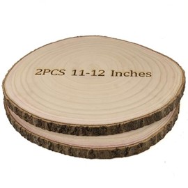 Wood Slices for Centerpieces, 11-12 Inches, 2 Pack, Rustic Wedding Table Decor Large Wood Circles, Rounds, Craft Centerpieces for Tables Decor, Baby Showers and Rustic DIY Projects