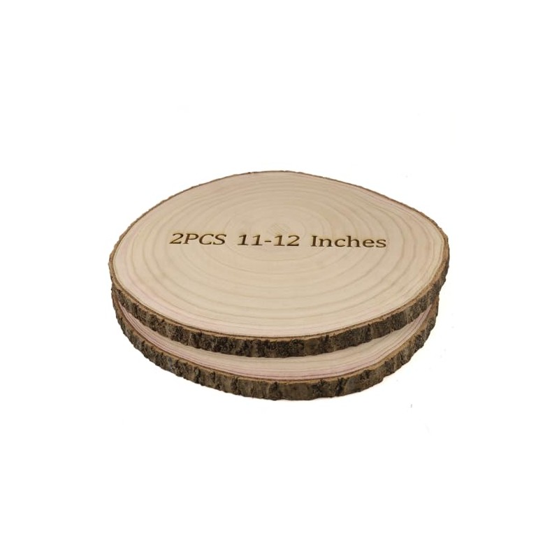 Wood Slices for Centerpieces, 11-12 Inches, 2 Pack, Rustic Wedding