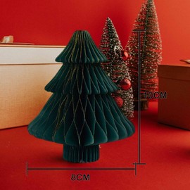 Joaecosmhui Set of 4 Decorative Christmas Trees, Reusable Christmas Trees, Honeycomb Balls Made of Cardboard, Decorative Christmas Tree, Green, for Hanging or Standing, Paper Christmas Tree