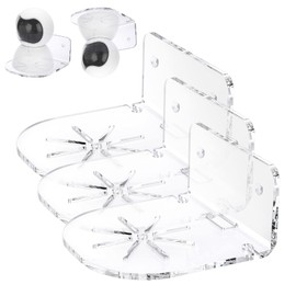 Sumnacon 3PCS Small Wall Shelves- Acrylic Surveillance Bracket with Adhesive and Screws,Universal Camera Shelf for Security Cameras, Speakers,Clear