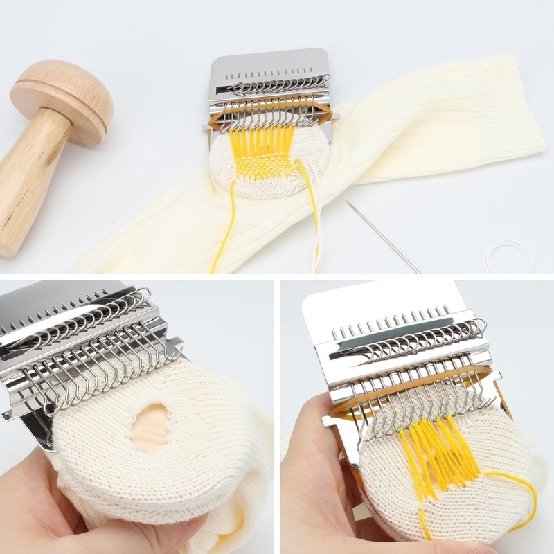 FMTYAOIU Darning Mushroom for Socks 14 Hooks Small Weaving Darner