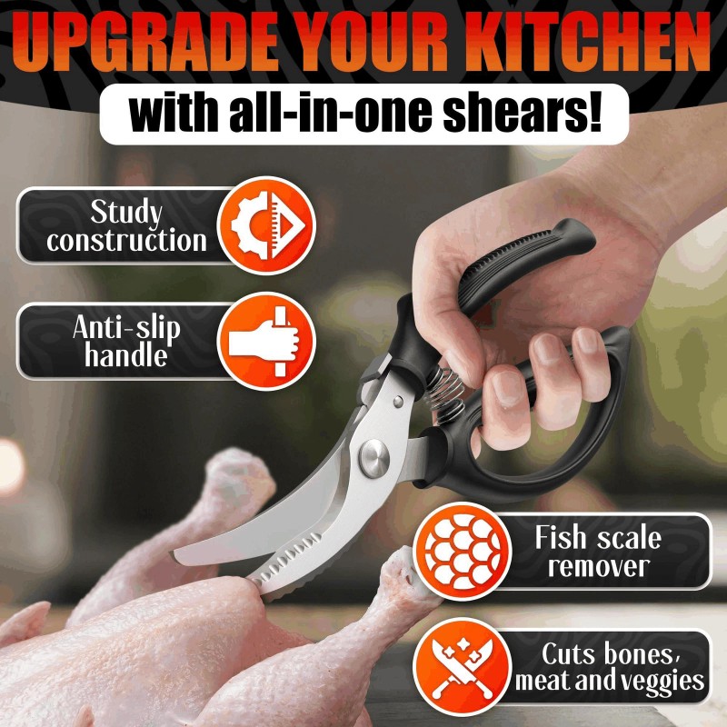 Liberhaus Heavy Duty Poultry Shears – Stainless Steel Meat Scissors