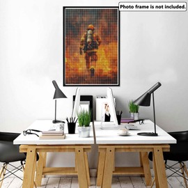 Yomiie 5D Diamond Art Kits for Adults, Fireman Diamond Painting Art Man DIY Full Round Drill Kits, Embroidery Rhinestone Diamond Crystal Craft Canvas Home Wall Decor 12x16 inch