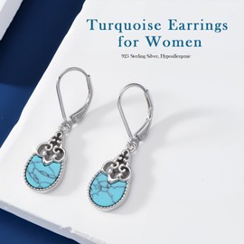 ABIGY Turquoise Earrings 925 Sterling Silver Women Earrings with Turquoise Vintage Simple Earring Turkey Jewellery