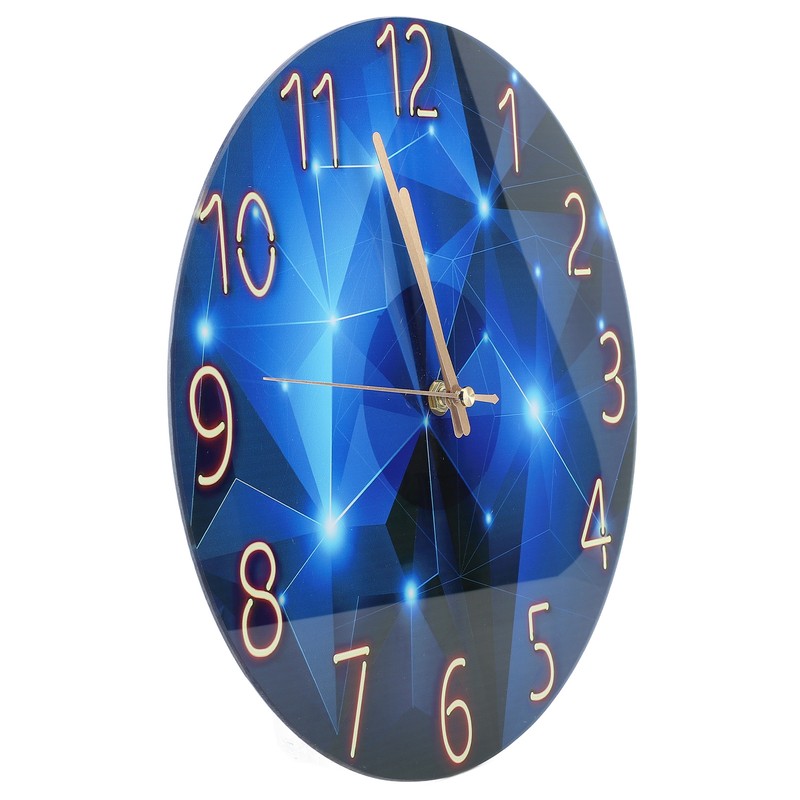 30cm Glass Blue Wall Clock for Living Room Decor Silent