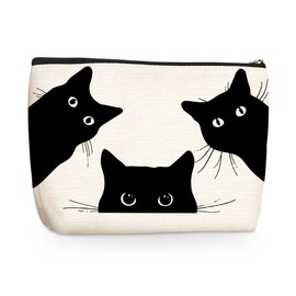 Cat Makeup Bag Cosmetic Bag Cat Gifts for Women, Gifts for Cat Lovers, Cat Mom Gifts Cute Cat Stuff Merch Cat Themed Gifts for Girls Best Friend Soul Sister Granddaughter Mother Birthday Christmas