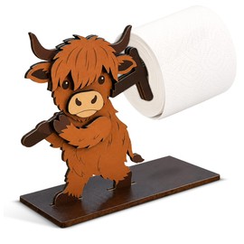 Funny Highland Cow Toilet Paper Holder, 3D Highland Cow Bathroom Decor, Cute Cartoon Animal Toilet Paper Roll Holder Free Standing for Bathroom Home, Fun Gift for Home, Friends & Family