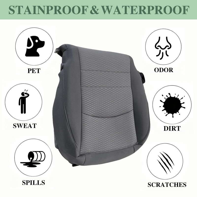Priprilod Cloth Passenger Side Bottom Replacement Seat Cover Gray(X8) Compatible