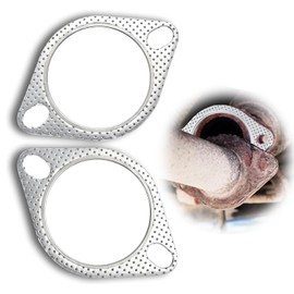 ijuicy 2 PCS Car Exhaust Gasket, High Temperature High Pressure Resistant Two-Hole Exhaust Flange Gasket, 2-Bolt 2.5-Inch Exhaust Pipe Flange Gasket, Suitable for Most Cars (Silver)