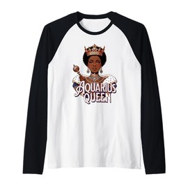 Aquarius AF Vibes Queen Energy Zodiac Regal Afro Crown Raglan Baseball Tee