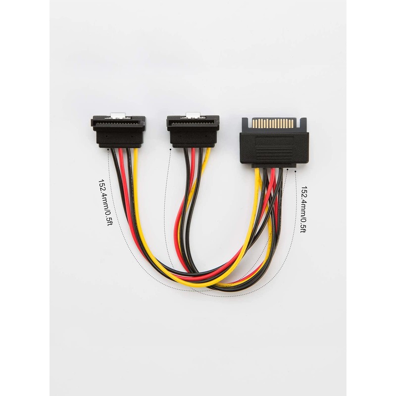 CableCreation SATA Power Cable, [2-Pack] 6-Inch SATA 15 Pin Male