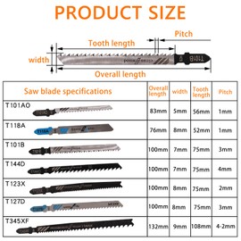 25PCS Jigsaw Blades Set with Case, Assorted Blades for Wood and Metal Cutting, Compatible with Bosch Dewalt Jig Saw Tools (T101B×5 + T101AO×3 + T118A×5 + T144D×5 + T345XF×2 + T127D×2 + T123X×3)