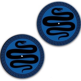 Plastic Waffles DJ Set of 2 Spin Serpent Snake Blue Slipmat Turntable 12" Scratch Pad Slip Mat