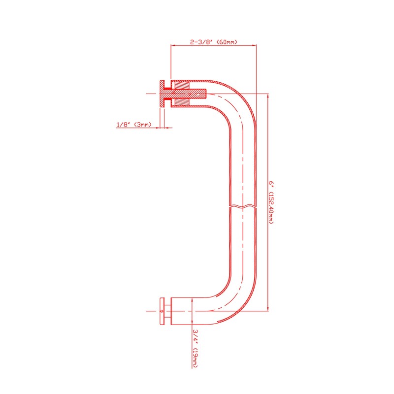 Rockwell Security 6 Inch Center to Center Single Sided Pull