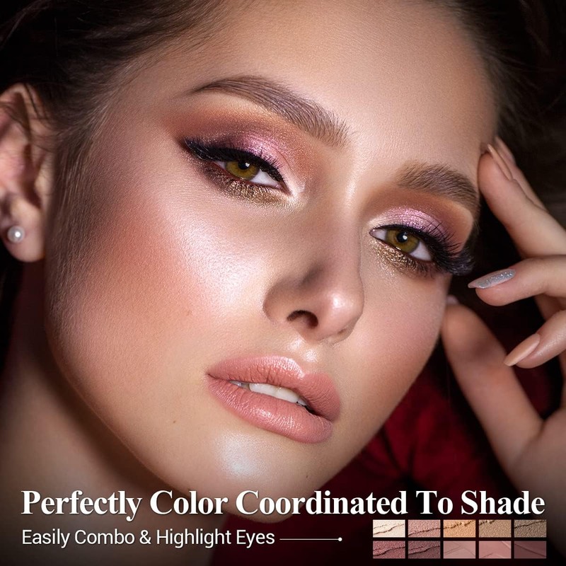 LUXAZA 10PCS Eyeshadow Stick,Shimmer And Matte Brown Metallic Eye Shadow