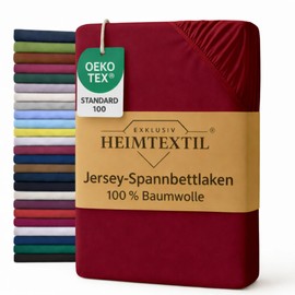 EXKLUSIV HEIMTEXTIL Jersey Fitted Sheet Premium 60 x 120 cm Bordeaux 100% Cotton Oeko-Tex Certified Bed Sheet Fitted Sheet Topper Linen Cloth