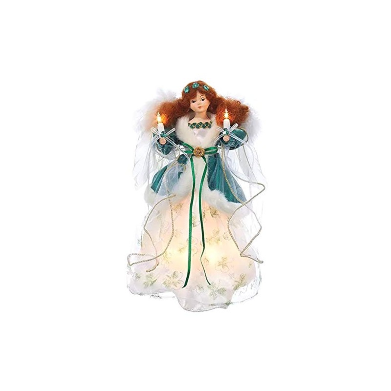 Kurt Adler Ul 10 Light Irish Angel Treetop, 12"
