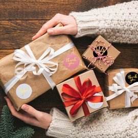 4 Roll / 2000 Pcs 1 Inch Thank You Stickers, Thank You for Supporting My Small Business Stickers, Round Sticker for Party Bags, Envelope Seals, Gift Labels, Wedding Stickers, Small Business Supplies