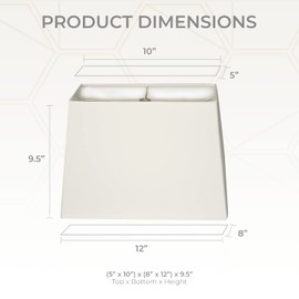 Royal Designs, Inc. Rectangle Hardback Lamp Shade, HB-613-12WH, White, (5 x 10) x (8 x 12) x 9.5