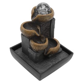 Jeanoko Water Fountain, Desktop Fountain Ornament Tabletop Flowing Water Ornament Resin Crafts with Colorful Lamp Bead Calming Relaxion Waterfall Fountain for Home Office Desktop(#2)