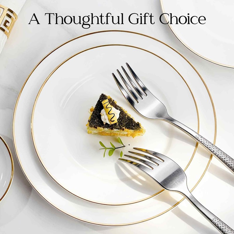 Modern Flatware Set, 5-Piece Stainless Steel Silverware with Knife, Forks