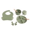 8 Pcs Silicone Baby Feeding Set Bib Suction Plate Bowl