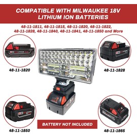 Work Light for Milwaukee m18 18v Battery, Flashlight for Milwaukee M18, 160W 16000LM Portable LED Cordless Flood Lights with Low Voltage Protection and USB (8inch)