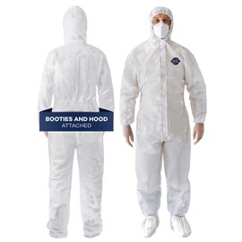 Medical Nation Hazmat Suits Disposable | 1 Pack | Protective Coveralls with Attached Hood and Boots | Heavy Duty Full Body Painters Suit for Adults - Breathable & Water Resistant | Medium