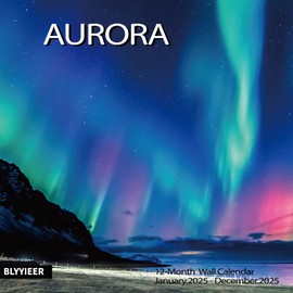 2025 Wall Calendar, Aurora Wall calendar 2025, 12" x 24" Opened, Thick Glossy Paper, Home and Office Organizer