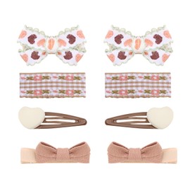 Padorul Sweet Cute Snap Hair Clips Hairpins for Women, 8Pcs Bow/Heart Accessories Barrettes for Daily Use Makeup