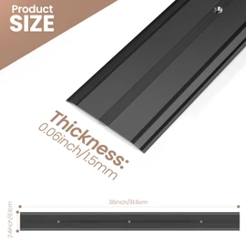 Orechic 36"L x 2.4"W Aluminum Floor Transition Strip Metal Door Threshold, 0.1"H Flat Profile for Carpet Vinyl Wood Tile Concrete Flooring Gaps, Modern Doorway Protector Decoration(Black,1pcs)