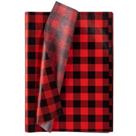 Whaline 120 Sheet Buffalo Plaid Tissue Paper Christmas Red Black Buffalo Check Gift Wrapping Paper Farmhouse Rustic Art Paper Crafts for DIY Gift Wrapping Christmas Holiday, 13.78" x 19.69"