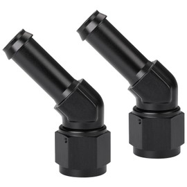 Podavelle 10AN Female to 5/8 Barb 45 Degree Hose Fitting Adapter Swivel Aluminum Black 2PCS