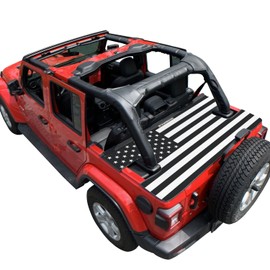 Shadeidea JL Trunk Cover Compatible with Jeep Wrangler Cargo Tonneau Ton Cover JLU (2018-Current) 4 Door - Black Flag - 3 Year Warranty