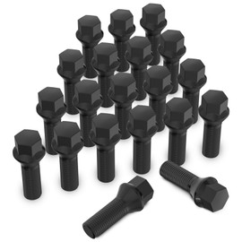 MIKKUPPA Wheel Bolts M12 x 1.5 Shaft Length 27 mm Taper 60° Spanner Width 17 mm Black Pack of 20