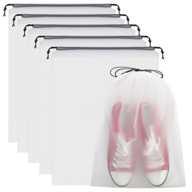 5 PCS Travel Shoe Bags, Large Shoe Storage Bags, Translucent Storage Bags with Drawstring, Portable Waterproof Packing Organizers for Daily and Travel Use